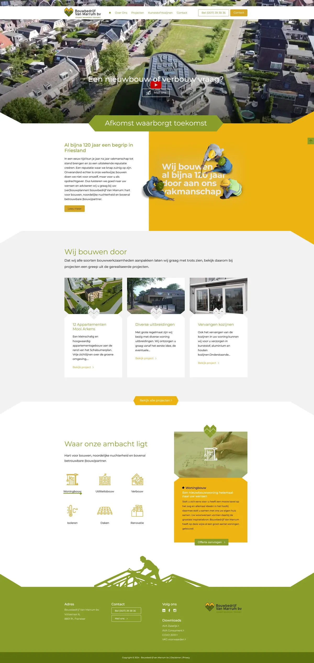 Website van Bouwbedrijf van Marum