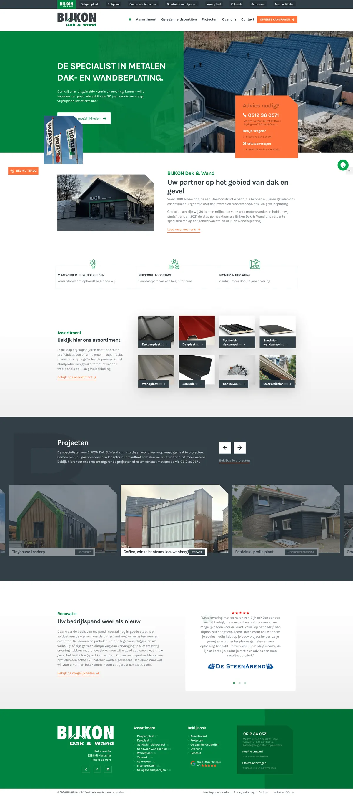 Website van Bijkon Dak & Wand