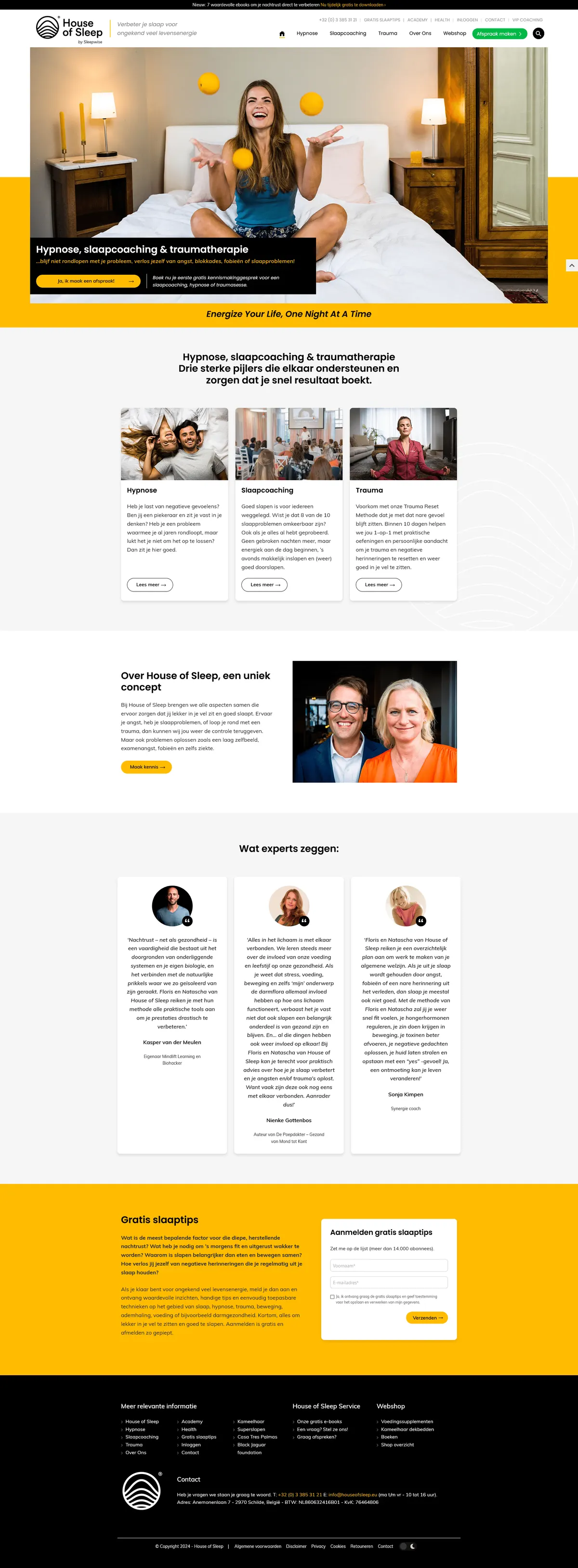 Website van House of Sleep