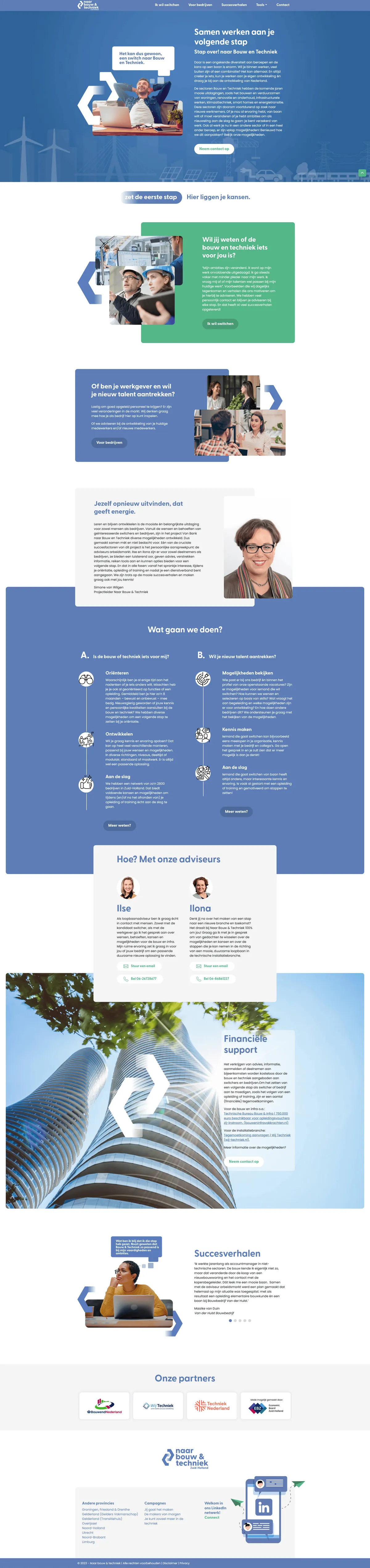 Website van Naar Bouw en Techniek