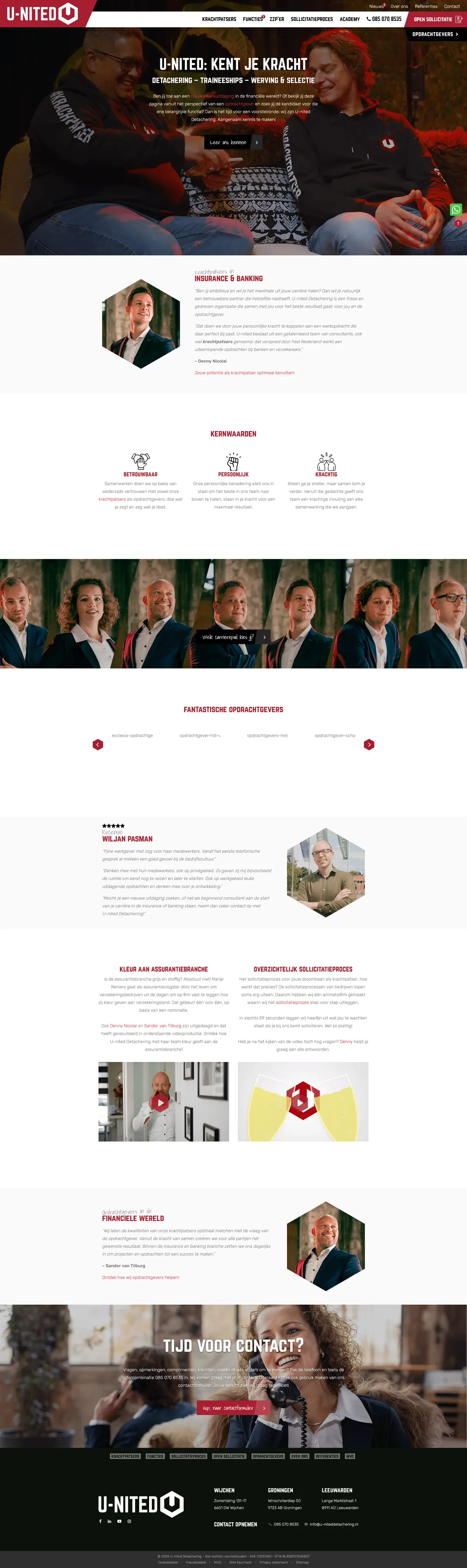 Website van U-nited Detachering