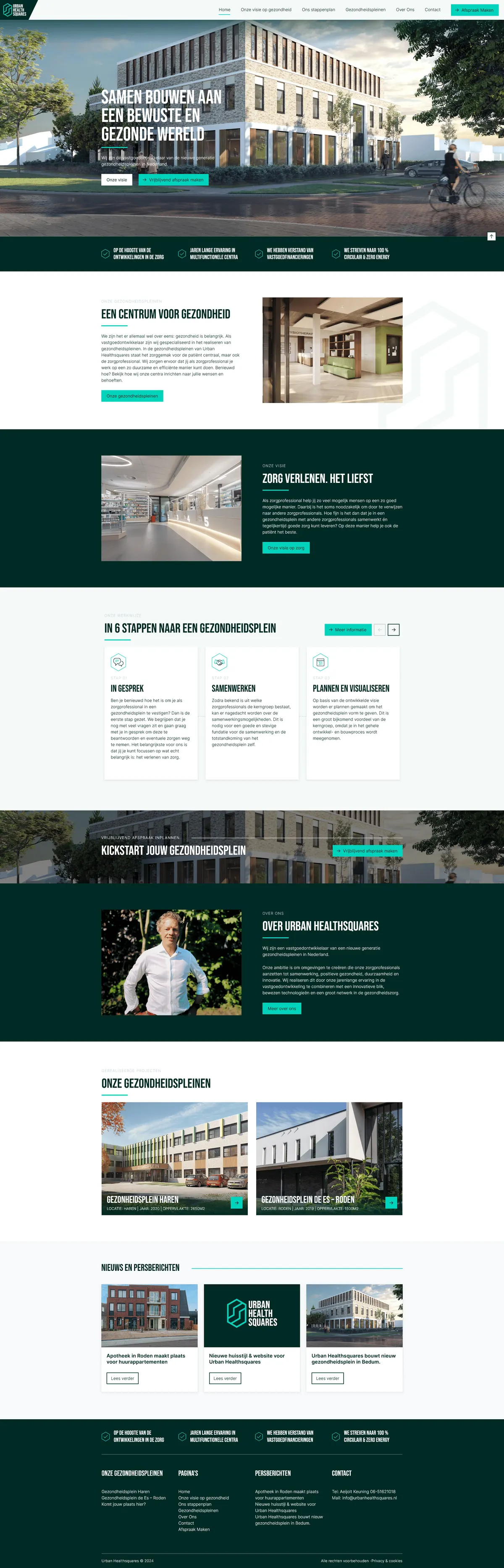 Website van Urban Health Squares uit Groningen
